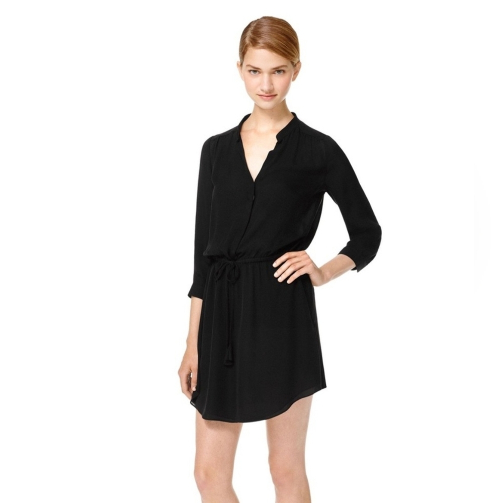 Babaton‎ Aritzia Shirt Dress Black Size 2 Drawstring Waist Minimalist Style